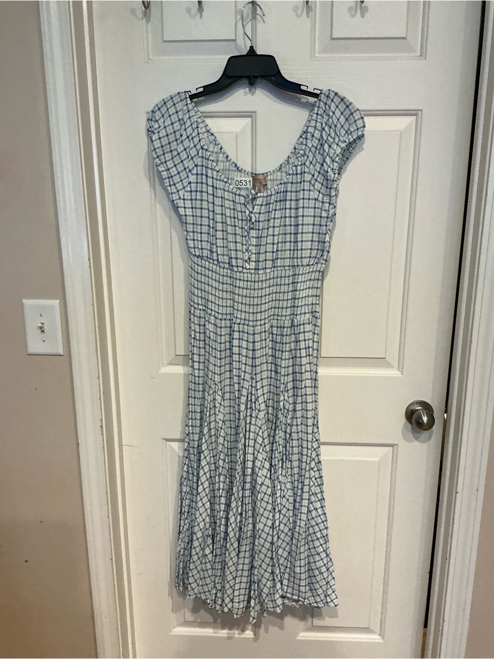 Philosophy Light Blue & White Checked Midi Dress